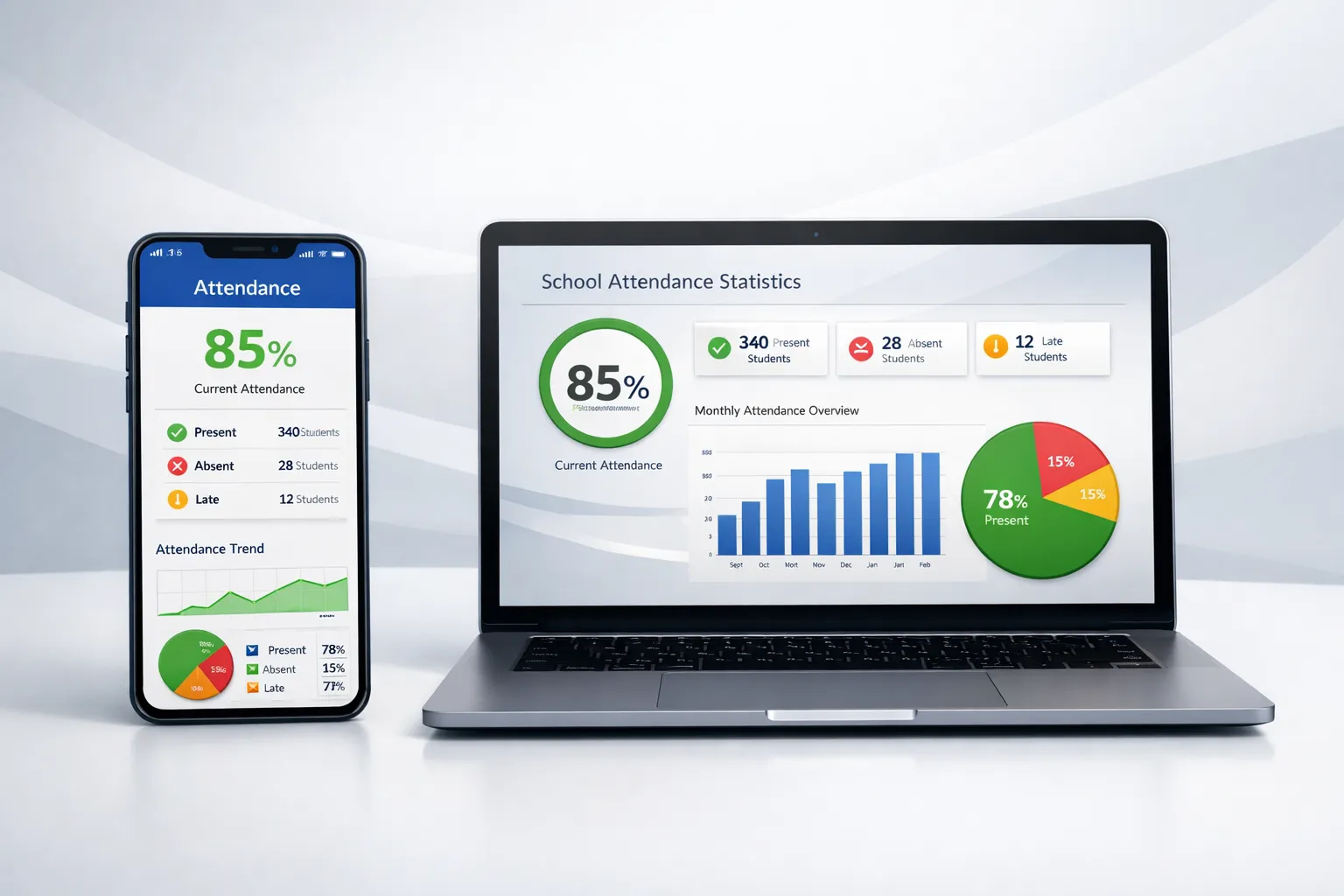 Frekwencja Edu kalkulator online na telefonie i laptopie do obliczania obecności szkolnych